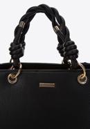 Faux leather tote bag with braided handles, black, 97-4Y-615-7, Photo 4