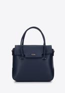Faux leather cut-out flap tote bag, navy blue, 97-4Y-600-1, Photo 1