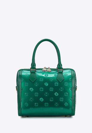 Metallic patent leather tote bag, green, 34-4-239-00, Photo 1