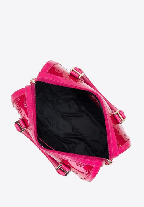 Torebka kuferek z metalicznej skóry lakierowanej, różowy, 34-4-239-11, Zdjęcie 4