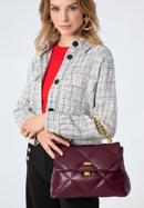 Quilted faux leather flap bag on chain shoulder strap, burgundy, 97-4Y-619-3, Photo 15