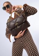 Quilted faux leather flap bag on chain shoulder strap, dark brown, 97-4Y-619-33, Photo 15
