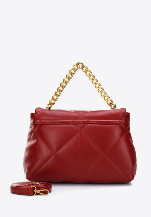 Quilted faux leather flap bag on chain shoulder strap, red, 97-4Y-619-3, Photo 2