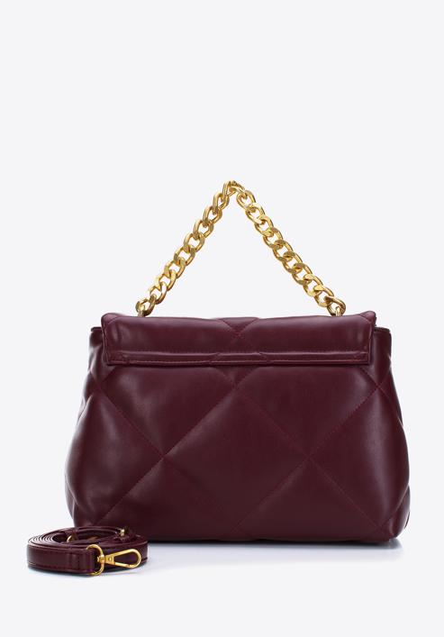 Quilted faux leather flap bag on chain shoulder strap, burgundy, 97-4Y-619-3, Photo 2