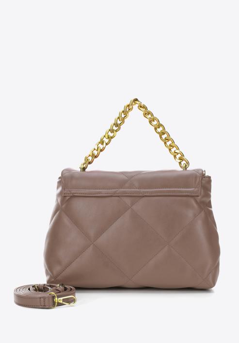 Quilted faux leather flap bag on chain shoulder strap, beige, 97-4Y-619-P, Photo 2