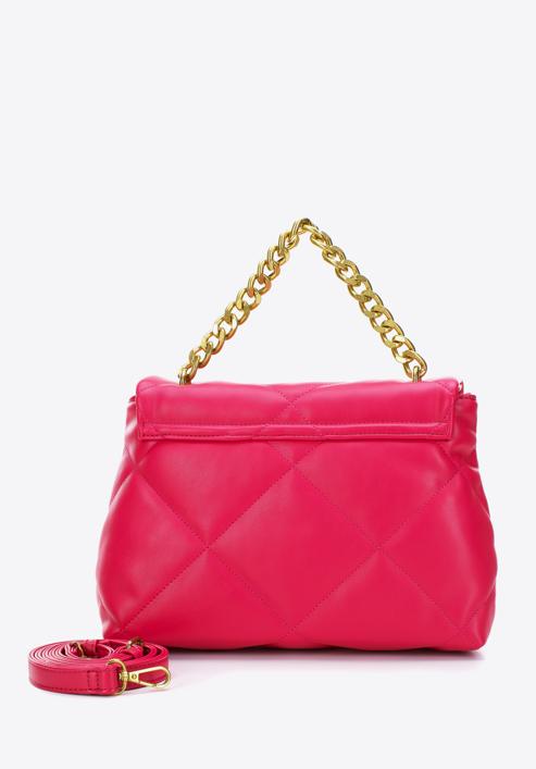 Quilted faux leather flap bag on chain shoulder strap, pink, 97-4Y-619-5, Photo 2