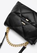 Quilted faux leather flap bag on chain shoulder strap, black, 97-4Y-619-3, Photo 4