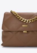 Quilted faux leather flap bag on chain shoulder strap, brown, 97-4Y-619-3, Photo 4