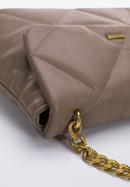 Quilted faux leather flap bag on chain shoulder strap, beige, 97-4Y-619-P, Photo 4