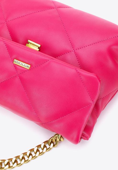 Quilted faux leather flap bag on chain shoulder strap, pink, 97-4Y-619-5, Photo 4
