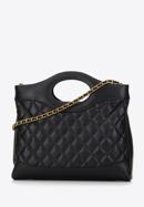 Quilted leather tote bag on chain shoulder strap, black, 98-4E-210-1, Photo 2