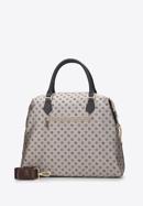 Jacquard and leather tote bag, beige, 95-4-907-1, Photo 2