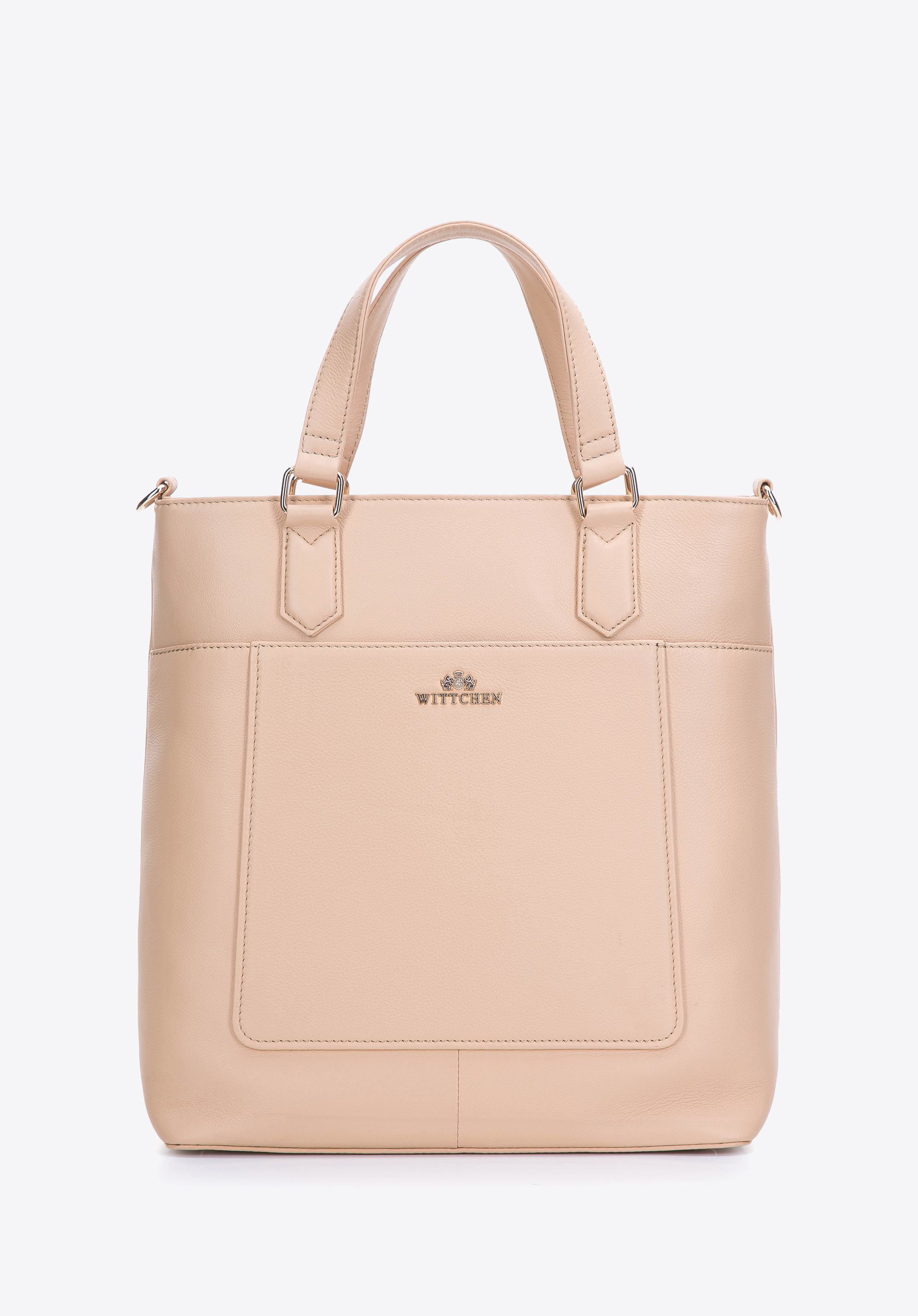 Leather tote bag, beige, 97-4E-016-9, Photo 1