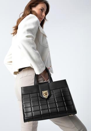 Leather tote bag, black, 97-4E-615-1, Photo 1