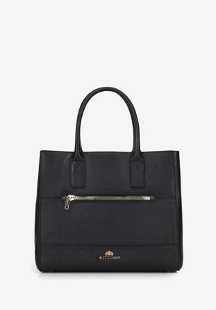 Saffiano leather tote bag, black, 96-4E-005-1, Photo 1
