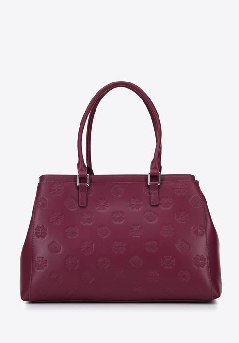 Leather monogram tote bag, burgundy, 95-4E-638-1, Photo 1