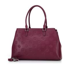 Leather monogram tote bag, burgundy, 95-4E-638-3, Photo 1