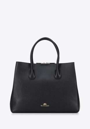 Leather tote bag, black, 95-4E-605-1, Photo 1