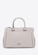 Leather tote bag with large front pocket, light grey, 95-4E-646-11, Photo 1