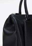 Leather tote bag with large front pocket, black, 95-4E-646-11, Photo 4