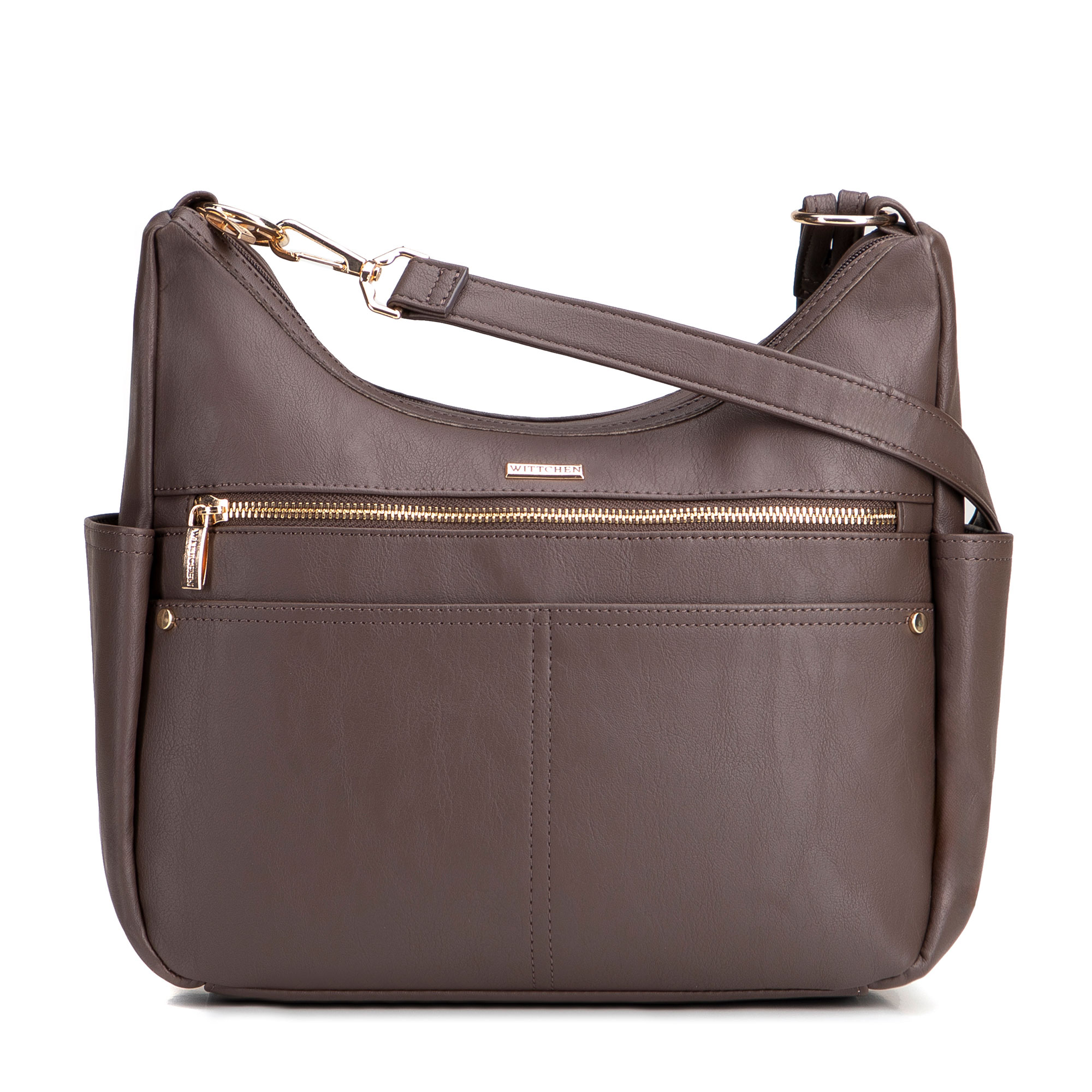 Tmavohnedá dámska crossbody kabelka Wittchen z polyesteru, Vyberte variant tmavohnedá