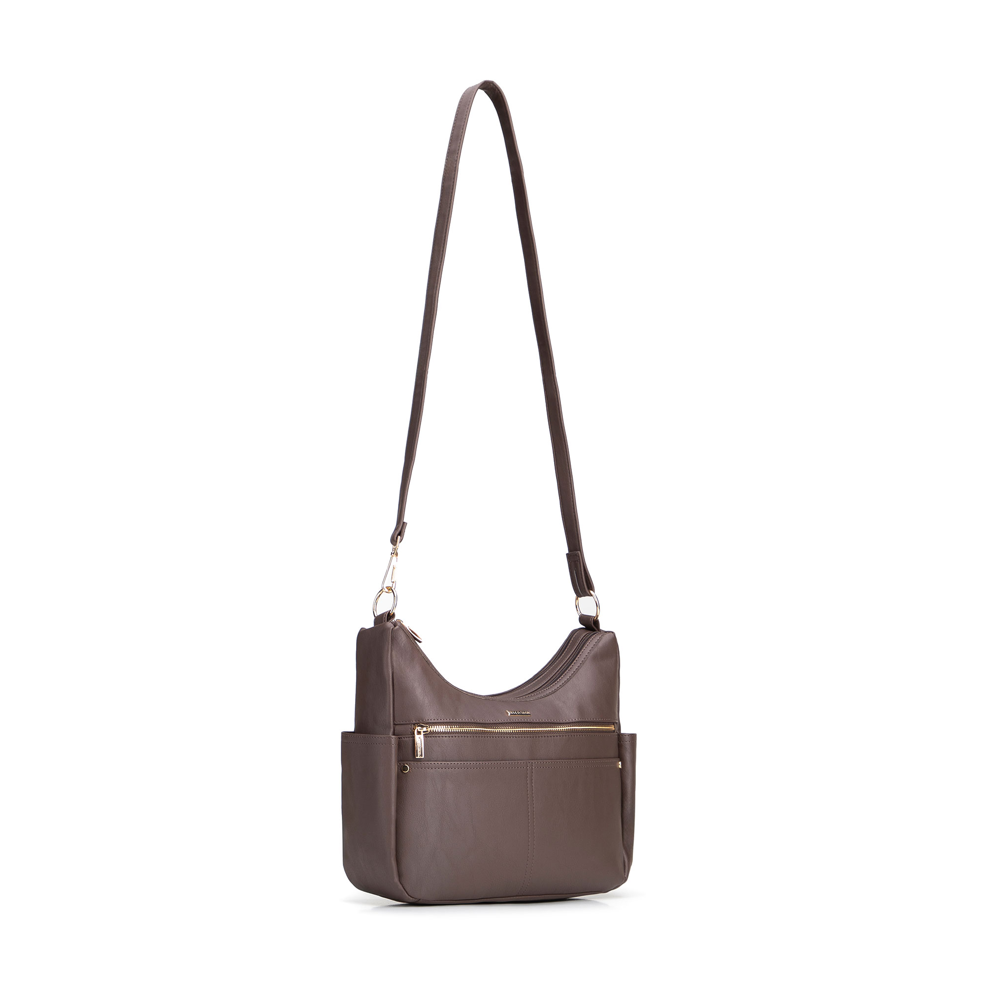 Tmavohnedá dámska crossbody kabelka Wittchen z polyesteru, Vyberte variant tmavohnedá