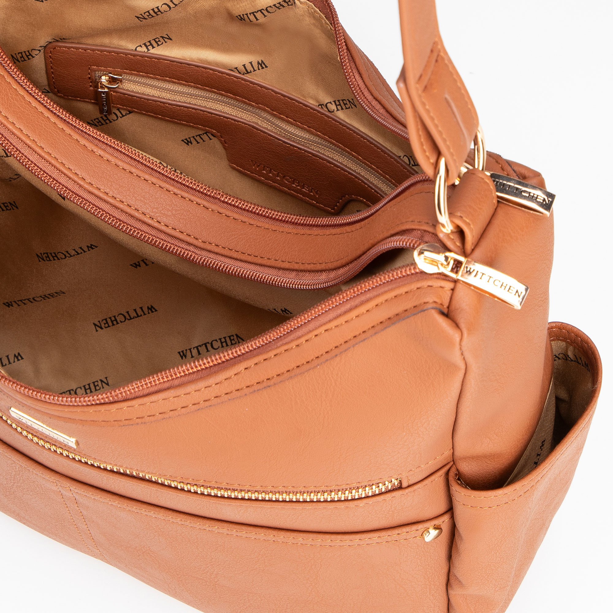 Svetlohnedá dámska crossbody kabelka Wittchen z polyesteru, Vyberte variant svetlohnedá