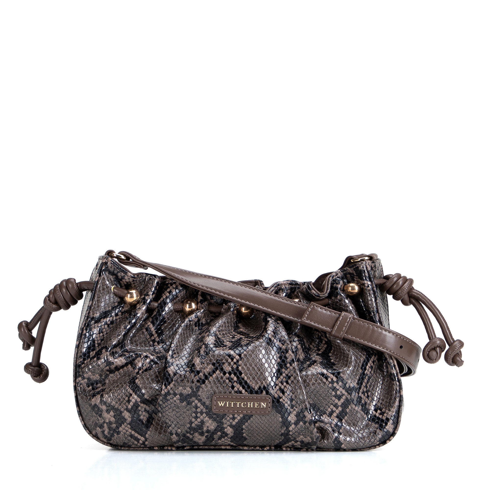 Hnedá dámska crossbody kabelka Wittchen z imitácie kože s krokodílím vzorom, Vyberte variant hnedá