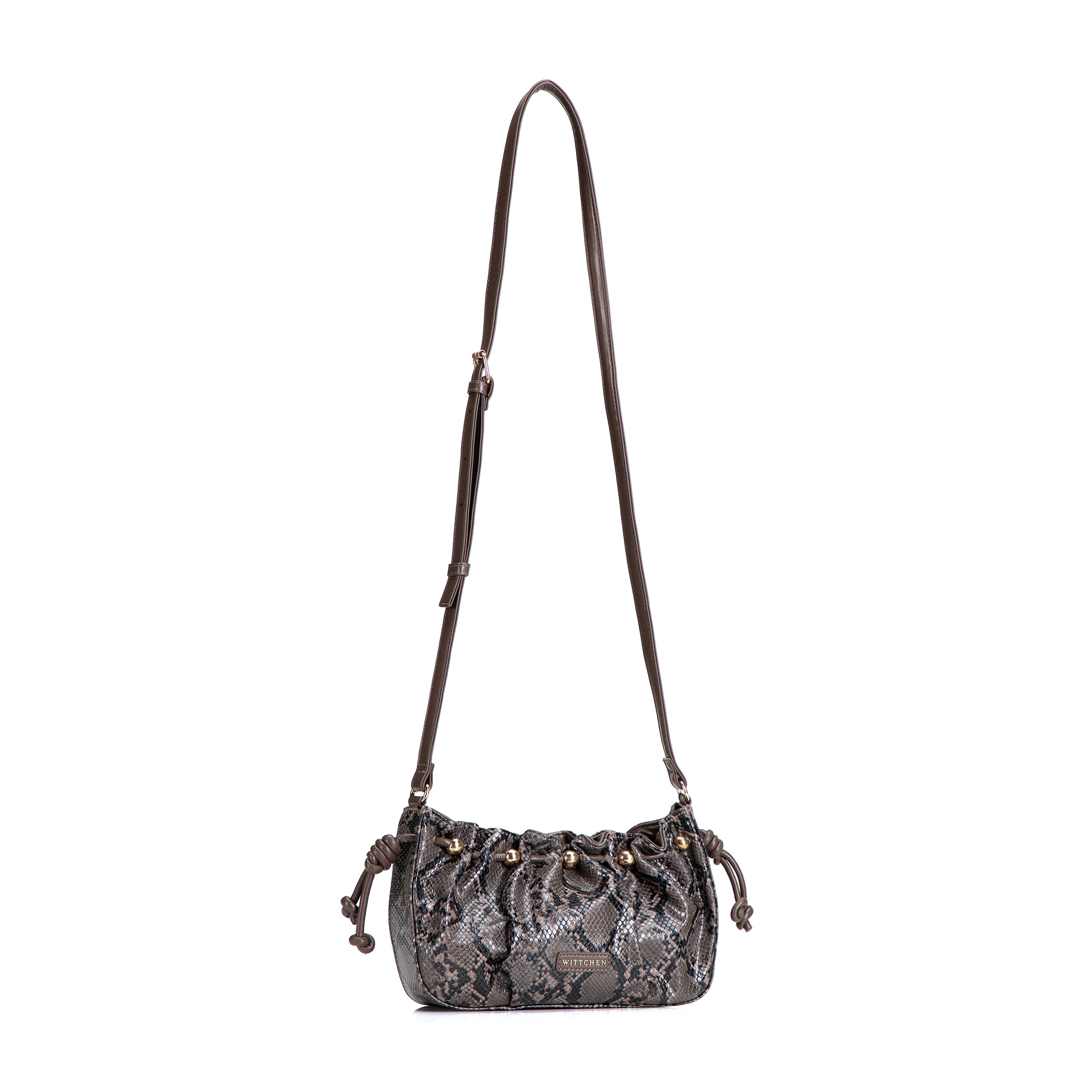 Hnedá dámska crossbody kabelka Wittchen z imitácie kože s krokodílím vzorom, Vyberte variant hnedá