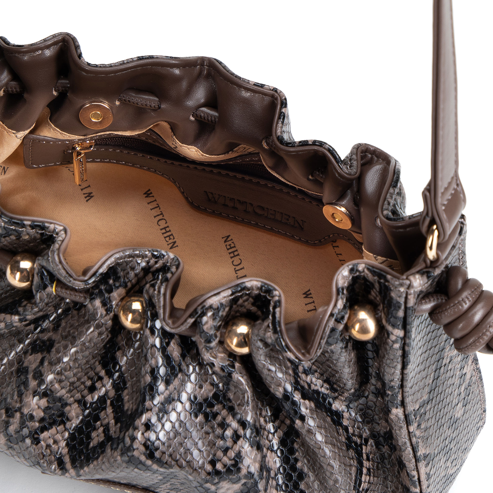 Hnedá dámska crossbody kabelka Wittchen z imitácie kože s krokodílím vzorom, Vyberte variant hnedá