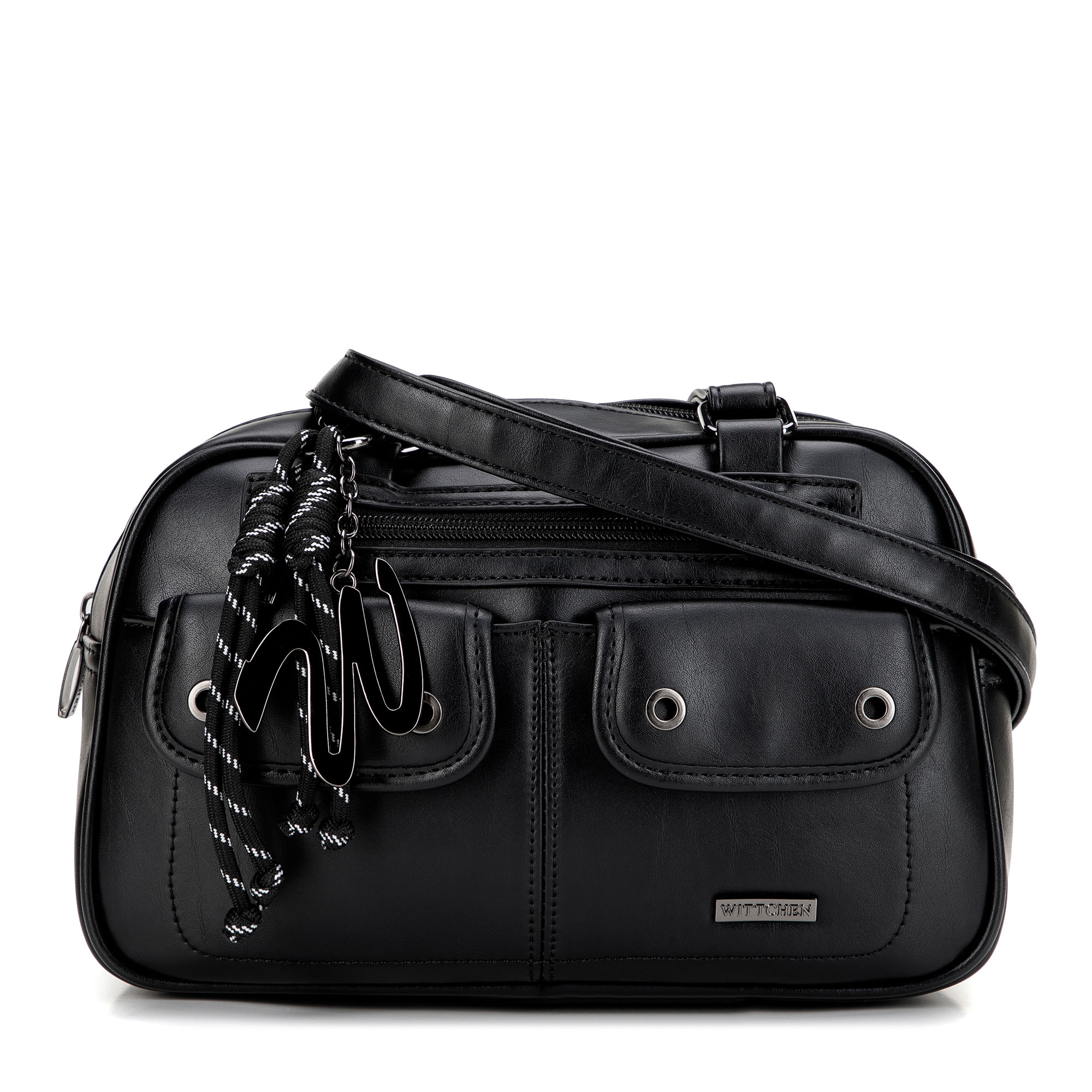 Dámska kabelka na rameno z ekokože s príveskom – nadčasový doplnok do práce aj na voľný čas 101-4Y-407-1