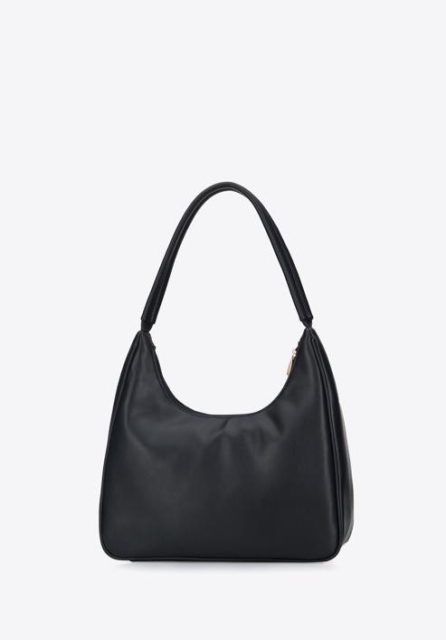 Faux leather quilted hobo bag, black, 95-4Y-417-9, Photo 2