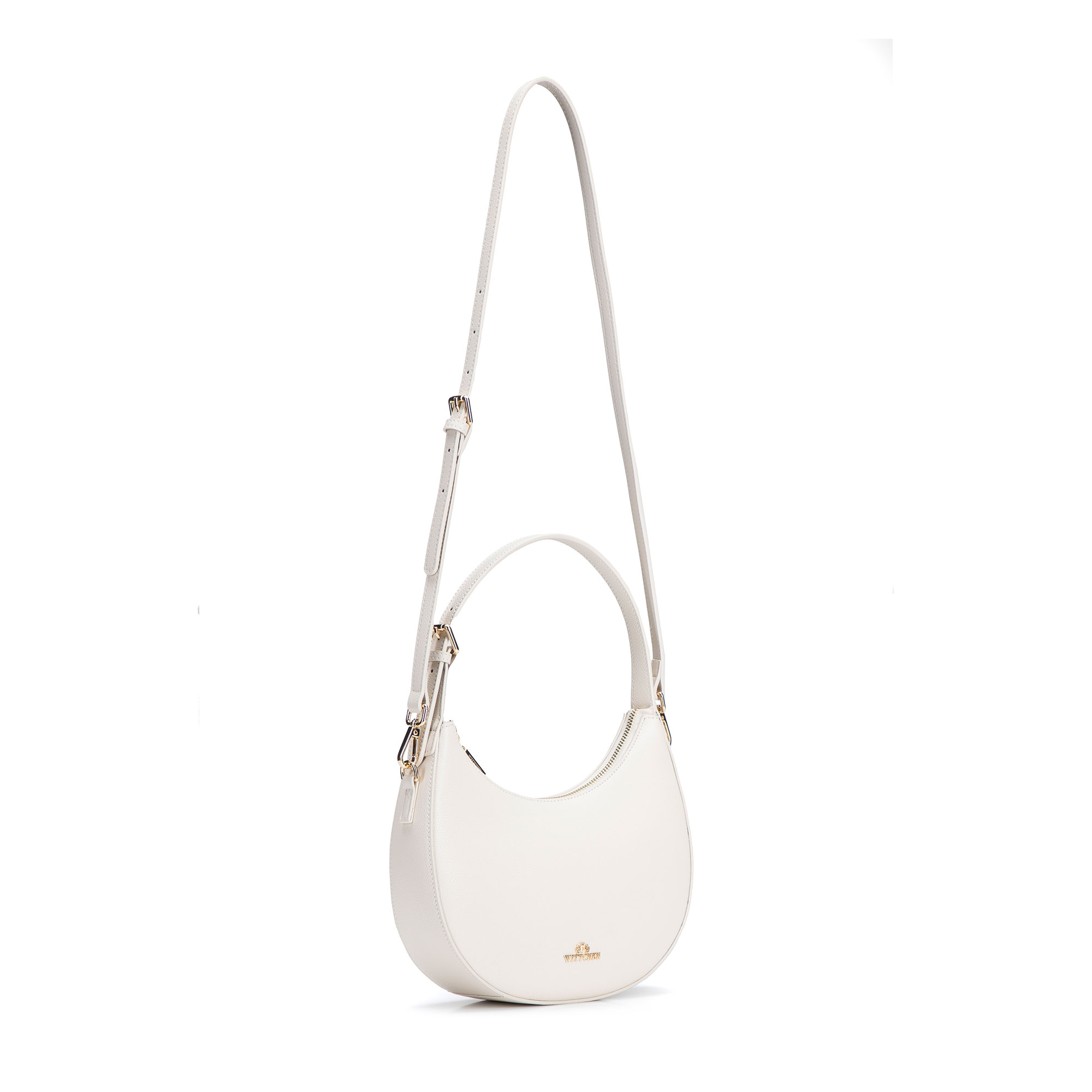 Smotanová dámska crossbody kabelka Wittchen z prírodnej kože, Vyberte variant ecru
