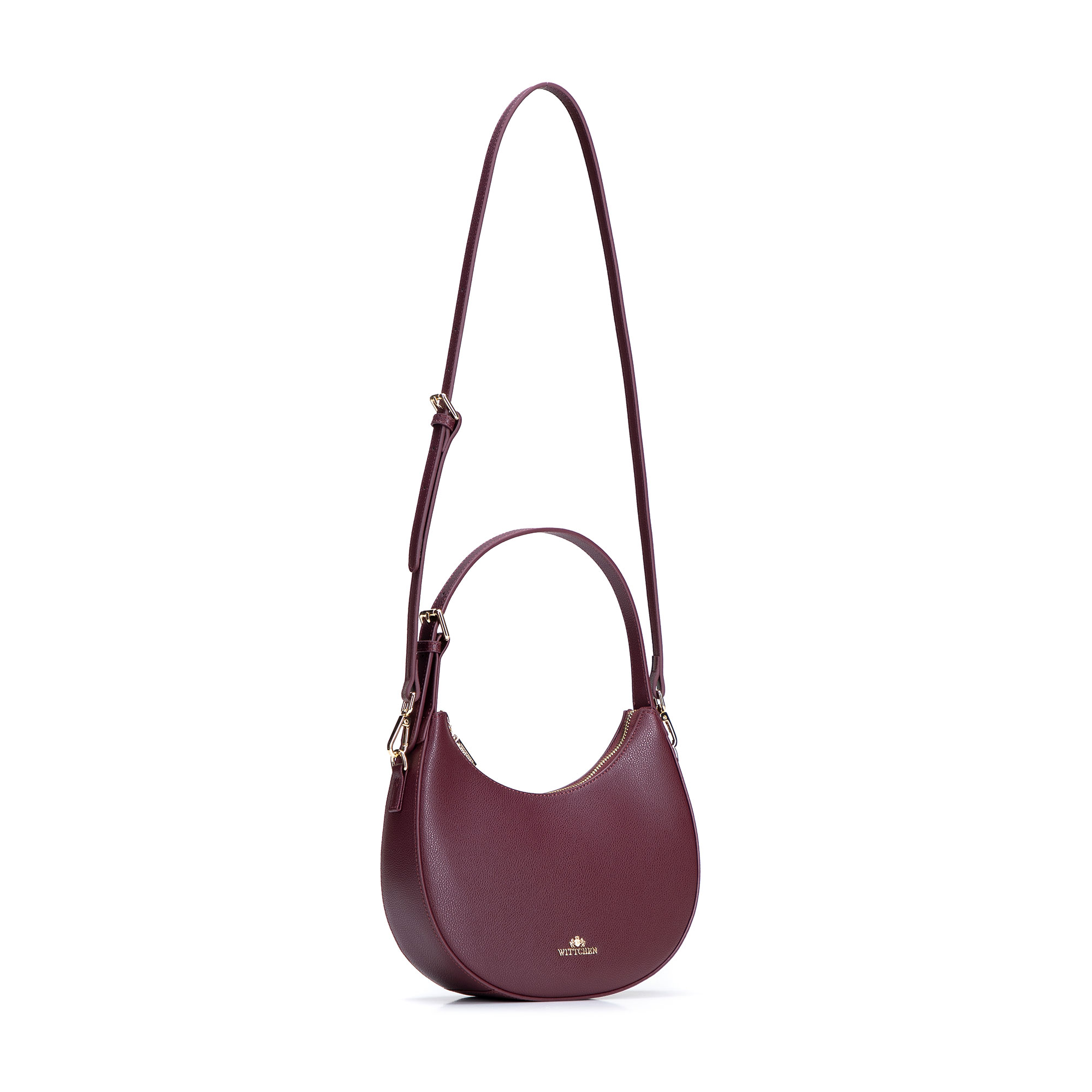 Bordová dámska crossbody kabelka Wittchen z prírodnej kože s moderným vzhľadom, Vyberte variant bordová