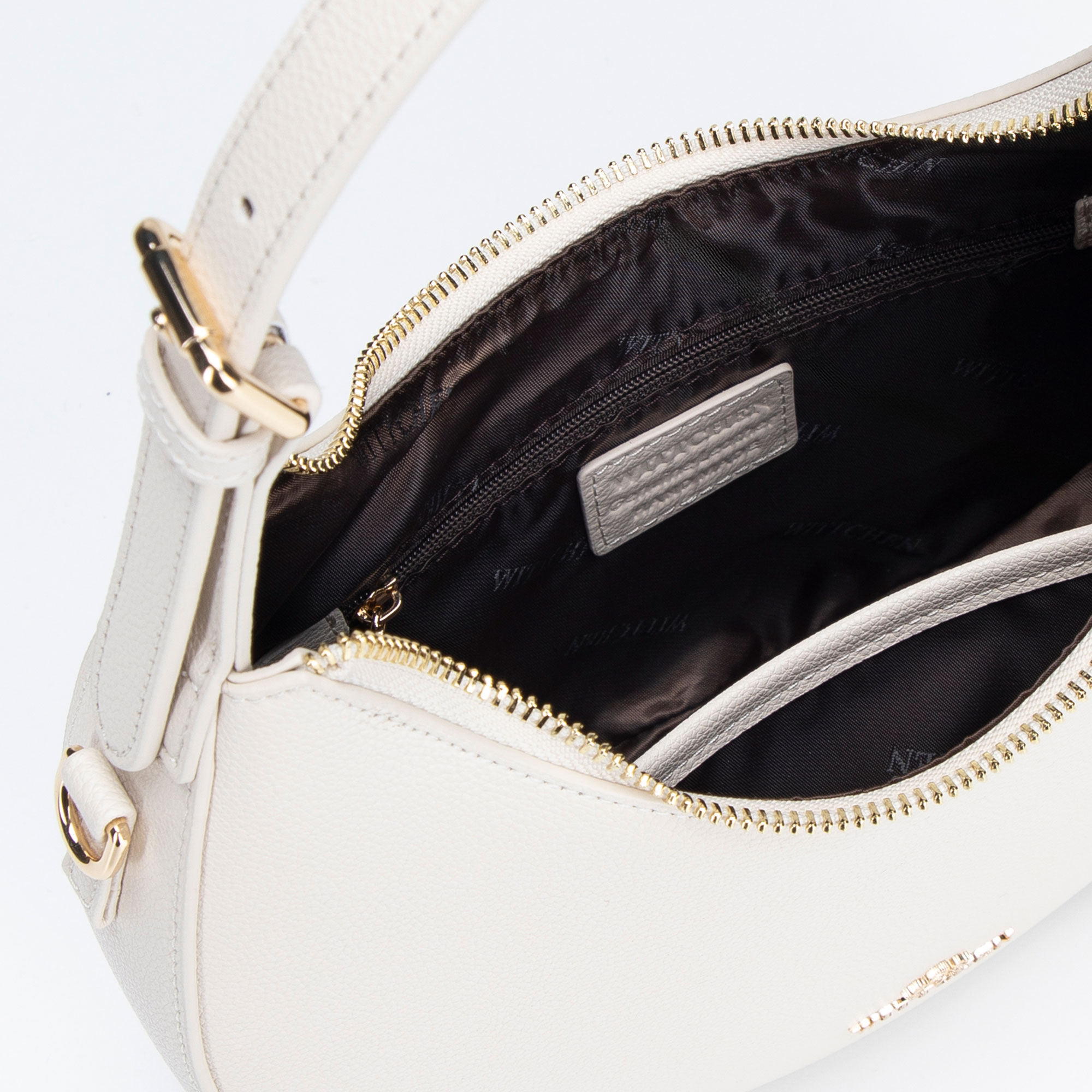 Smotanová dámska crossbody kabelka Wittchen z prírodnej kože, Vyberte variant ecru