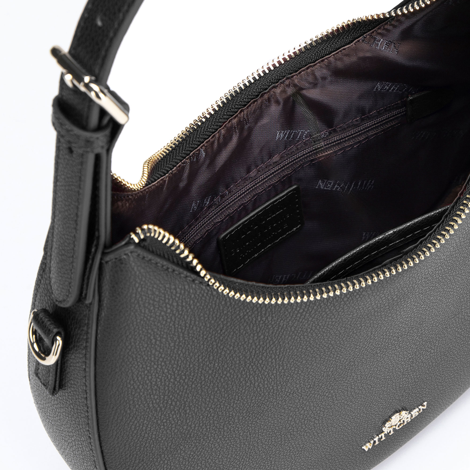 Čierna dámska crossbody kabelka Wittchen z prírodnej kože s ležérnym vzhľadom, Vyberte variant čierna