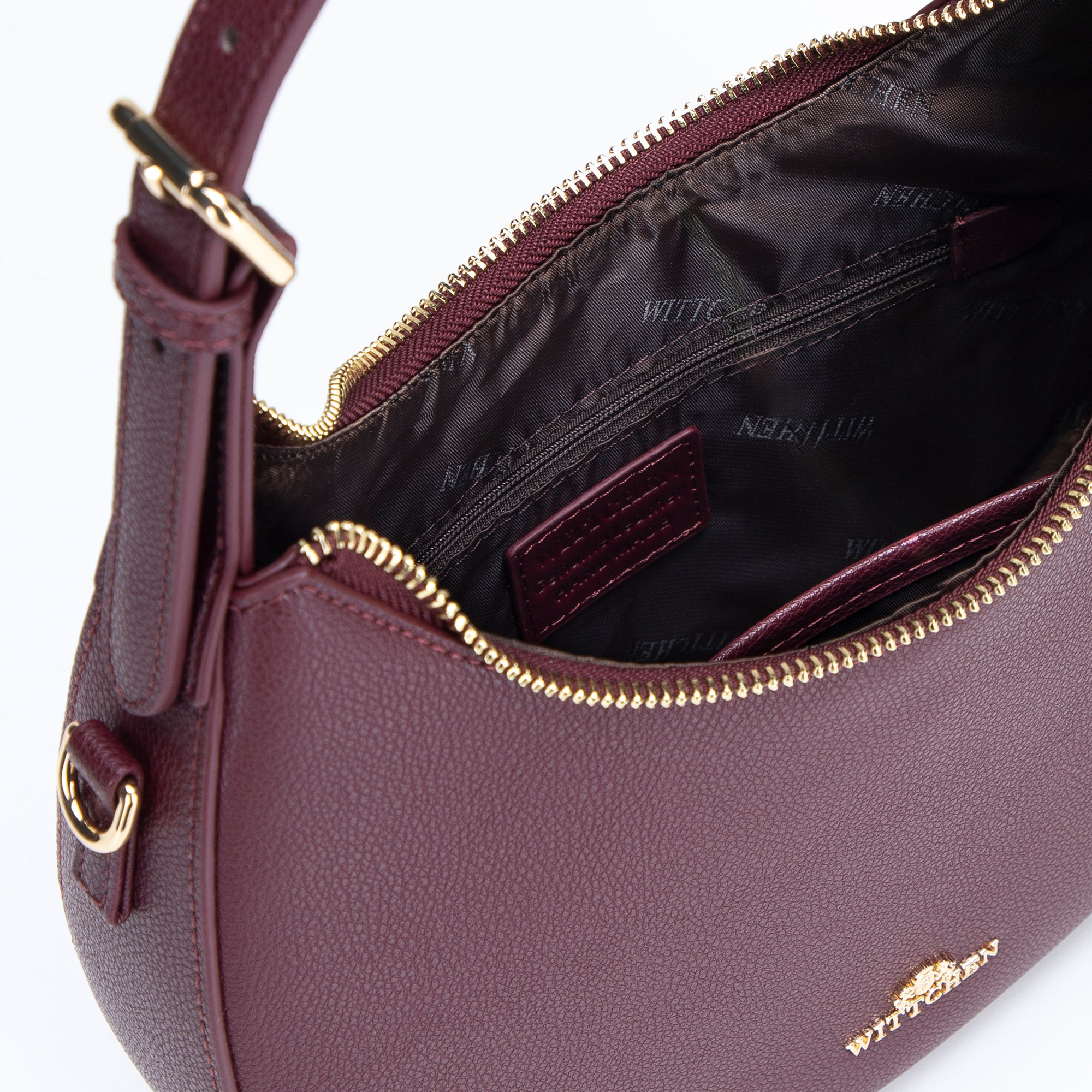 Bordová dámska crossbody kabelka Wittchen z prírodnej kože s moderným vzhľadom, Vyberte variant bordová