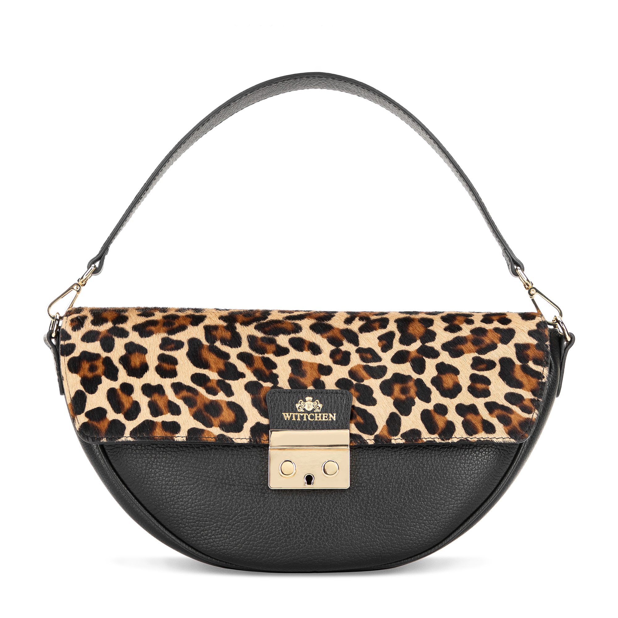 Hnedá dámska crossbody kabelka Wittchen z prírodnej kože so zvieracím vzorom, Vyberte variant čierno- hnedá