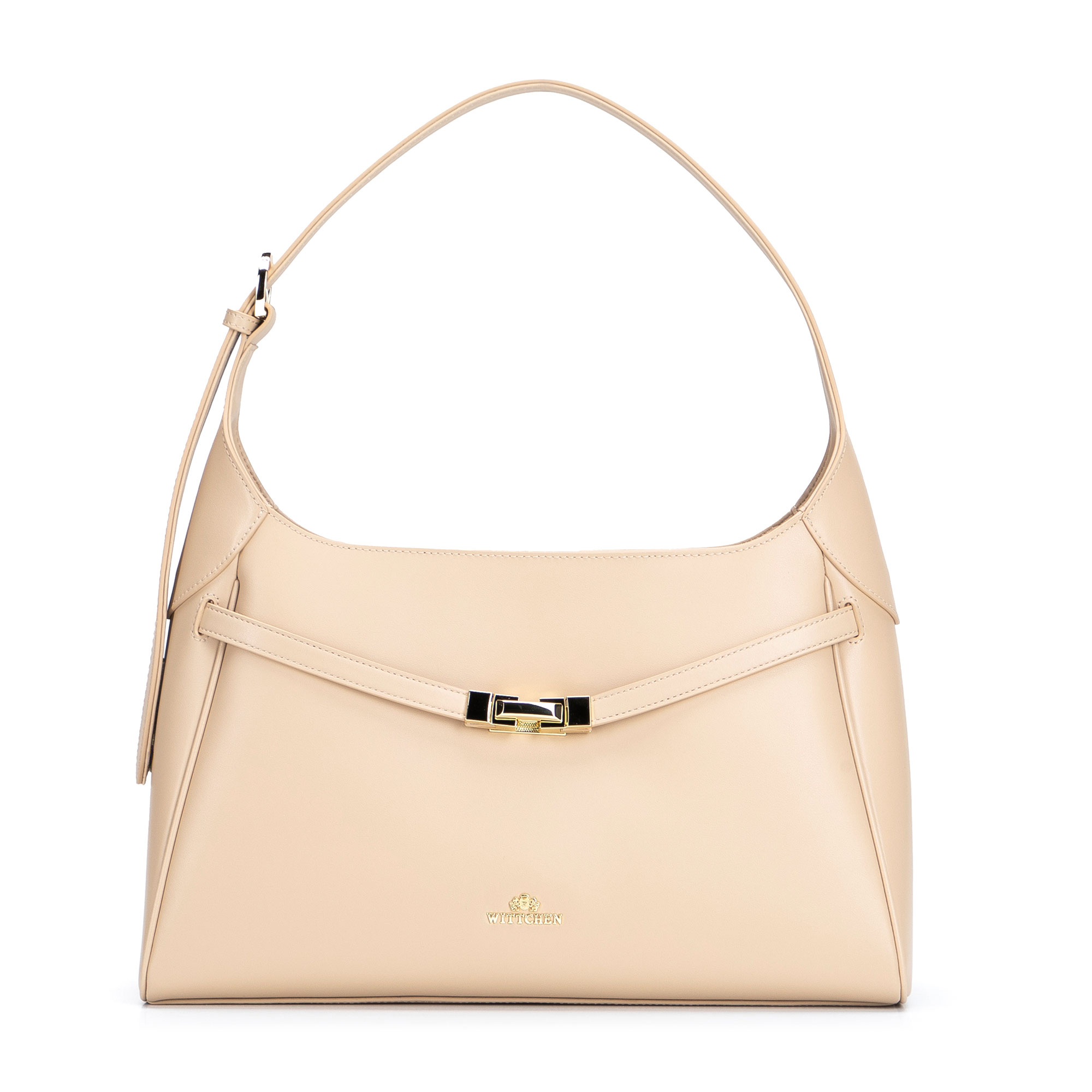 Béžová dámska crossbody kabelka Wittchen z prírodnej kože s nadčasovým vzhľadom, Vyberte variant béžová