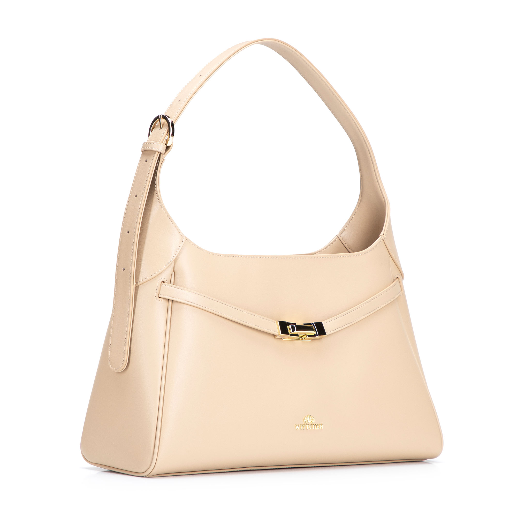 Béžová dámska crossbody kabelka Wittchen z prírodnej kože s nadčasovým vzhľadom, Vyberte variant béžová