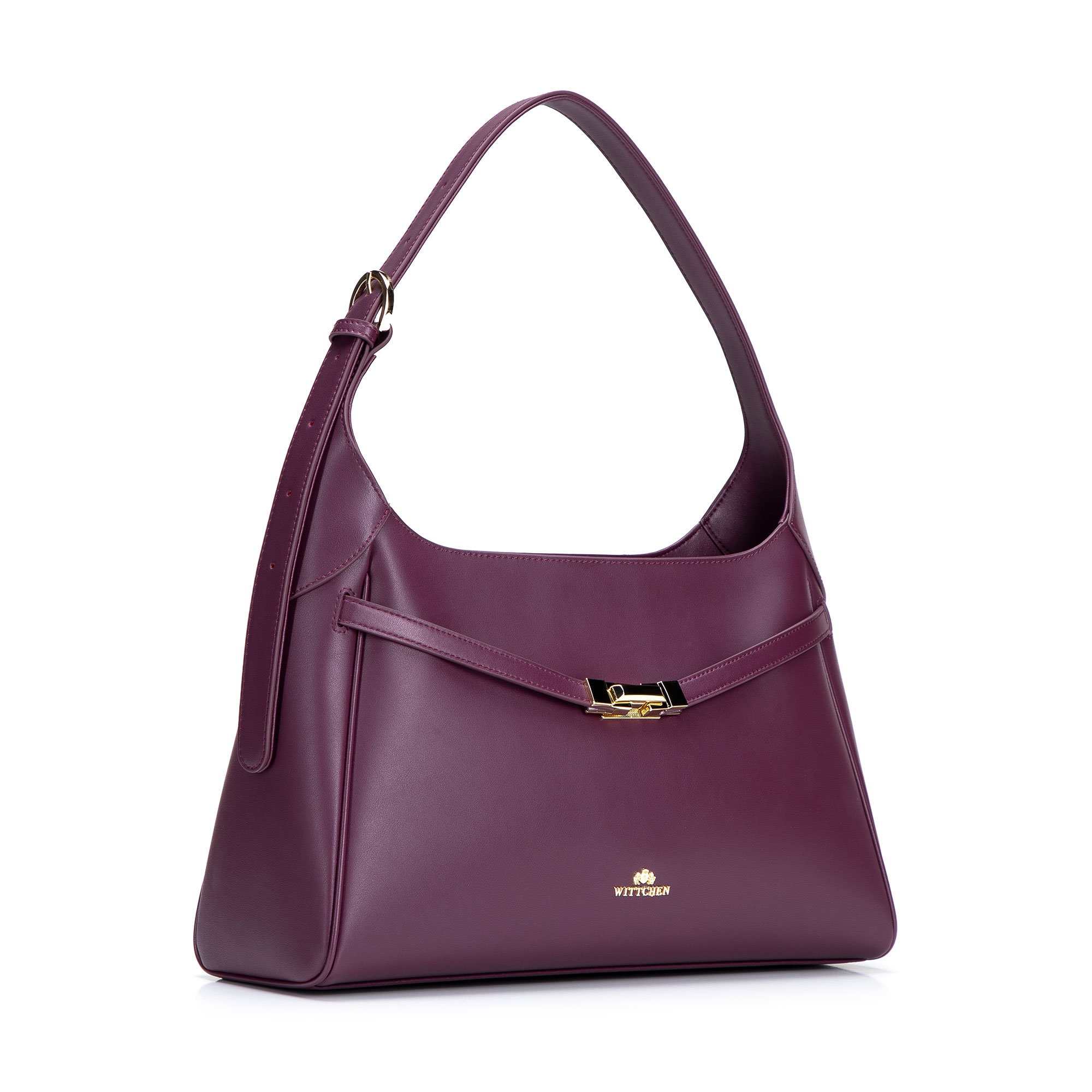 Dámska crossbody kabelka Wittchen z prírodnej kože s čistým vzhľadom, Vyberte variant slivková