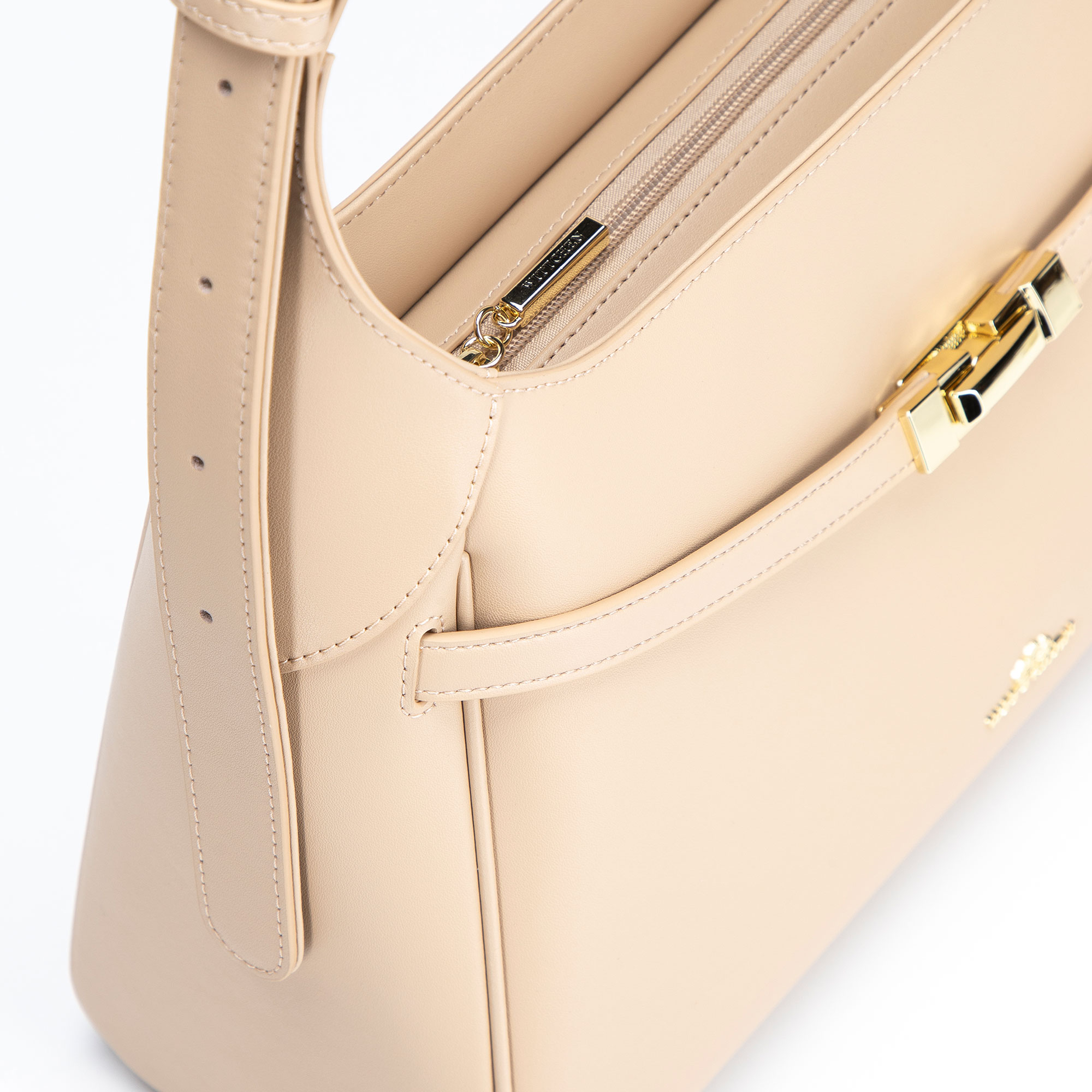Béžová dámska crossbody kabelka Wittchen z prírodnej kože s nadčasovým vzhľadom, Vyberte variant béžová