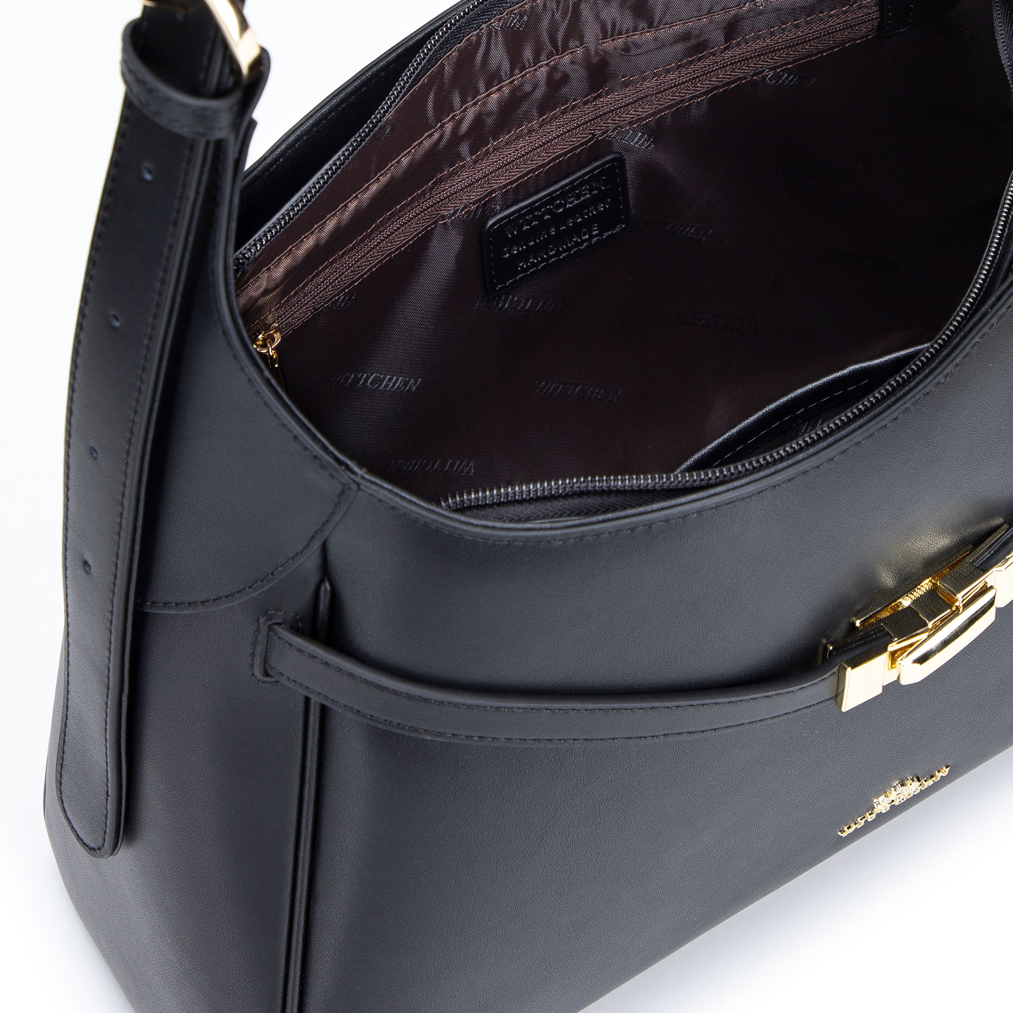 Čierna dámska crossbody kabelka Wittchen z prírodnej kože s nadčasovým dizajnom, Vyberte variant čierna
