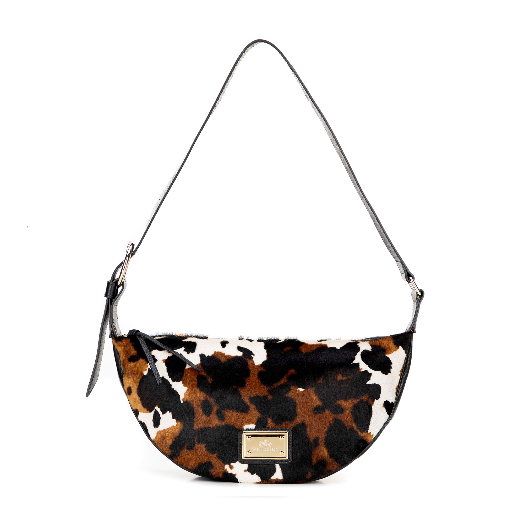 Krémová dámska crossbody kabelka Wittchen z prírodnej kože so zvieracím vzorom