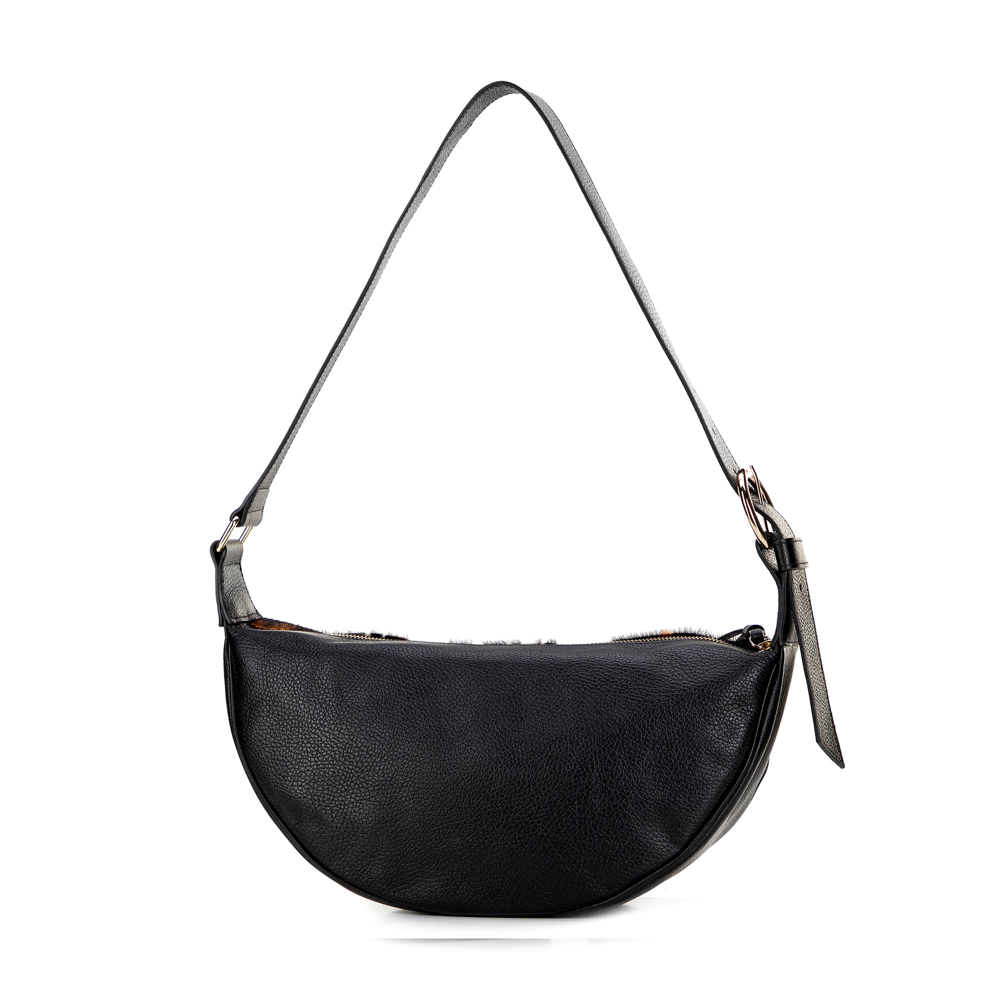Krémová dámska crossbody kabelka Wittchen z prírodnej kože so zvieracím vzorom, Vyberte variant čierna + krémová