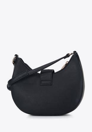 Faux leather half moon shoulder bag, black, 95-4Y-419-1, Photo 1