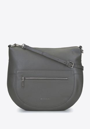 Leather saddle bag with slim shoulder strap, grey, 93-4E-609-8, Photo 1