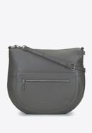 Leather saddle bag with slim shoulder strap, grey, 93-4E-609-8, Photo 1