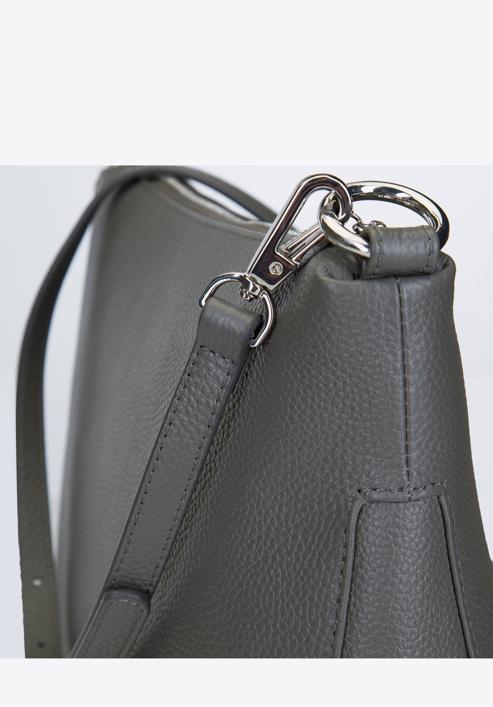 Leather saddle bag with slim shoulder strap, grey, 93-4E-609-8, Photo 4