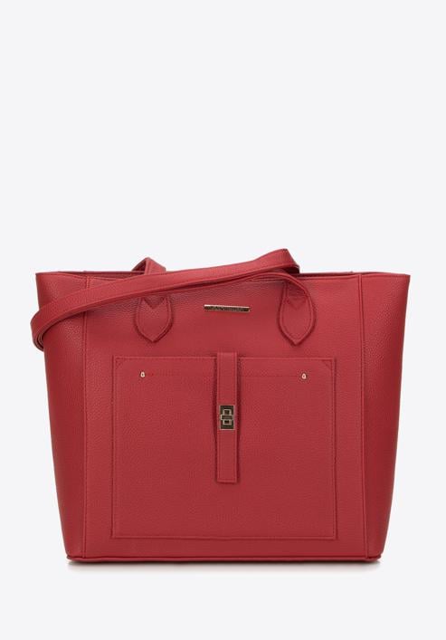 Torebka shopperka klasyczna z kieszenią z przodu, czerwony, 29-4Y-002-BF, Zdjęcie 1